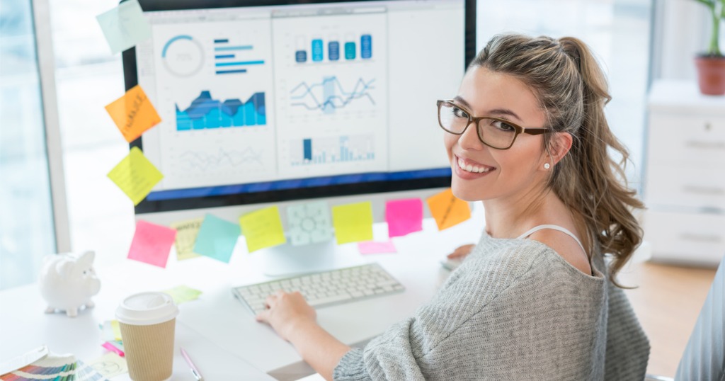 woman working at a computer